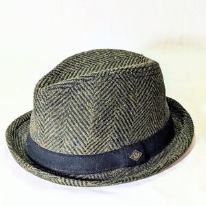 Goorin Bros. L Green Herringbone Wool Tweed Fedora Hat